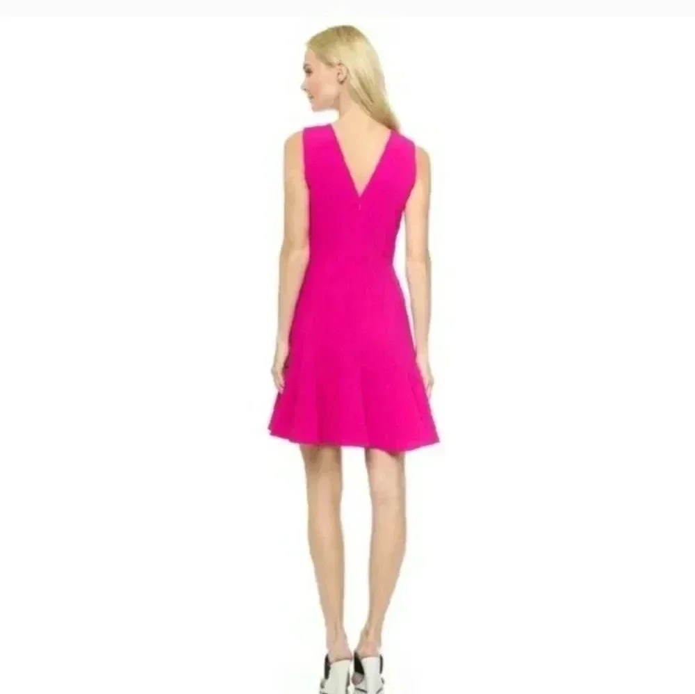 Rebecca Taylor Sleeveless Crepe Flippy Flounce Hem Dress in Sugarberry(4)